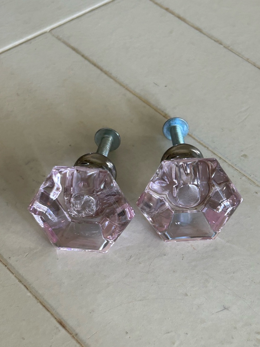 World Market Pink Acrylic Cabinet Dresser Drawer Knob ~ pack of 2